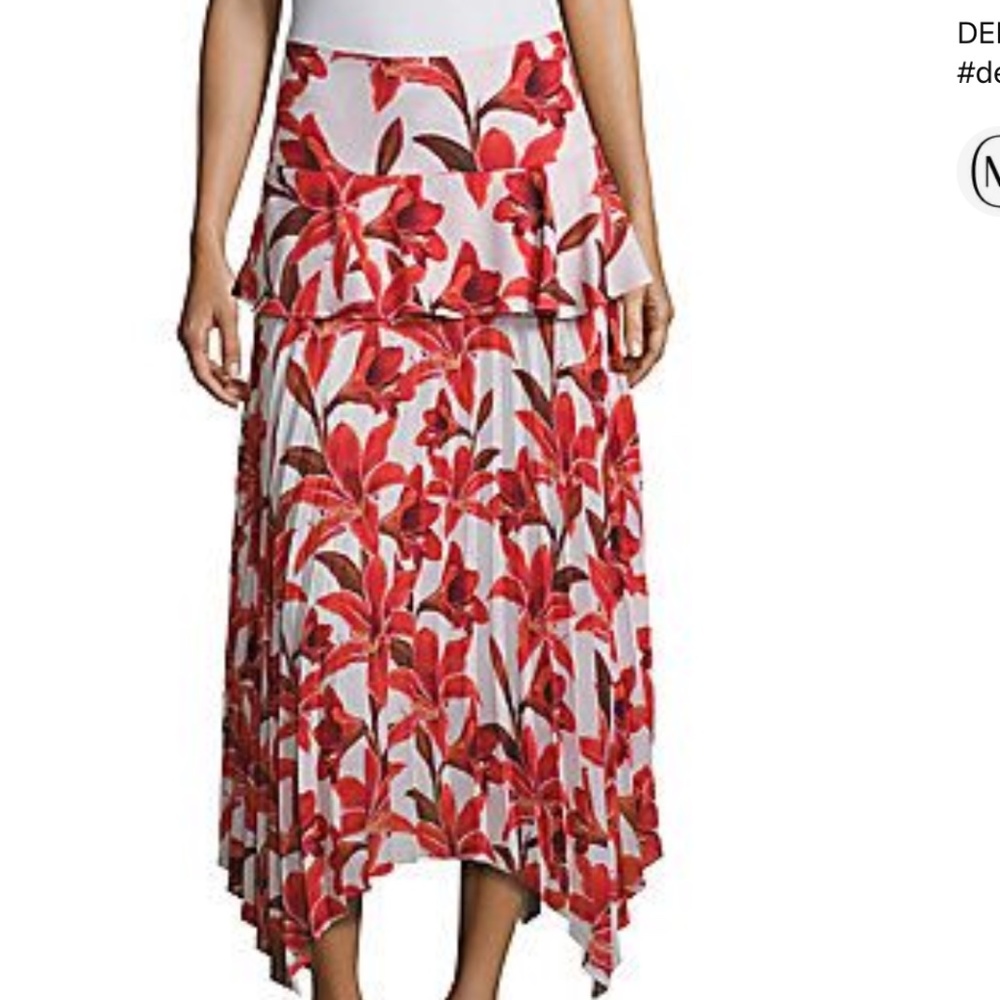 DELFI COLLECTIVE PLEATED RUFFLED MIDI SKIRT